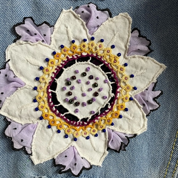 Women’s Distressed/Grunge Embroidered Jeans, Small, Embellished, Handstitched - Picture 5 of 14